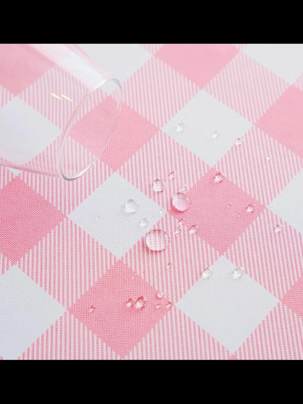 Pink Gingham Waterproof Tablecloth Size 84 X 60